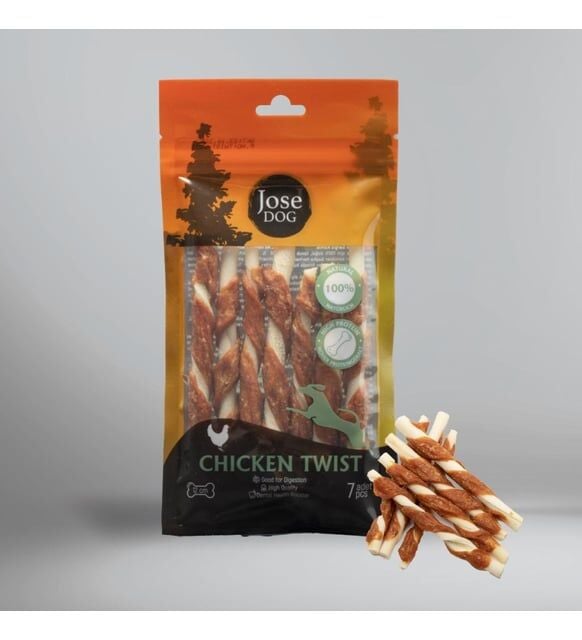 Jose Dog Chicken Twist Burgu 12 cm 7'li 70 gr Kemik Köpek Ödülü
