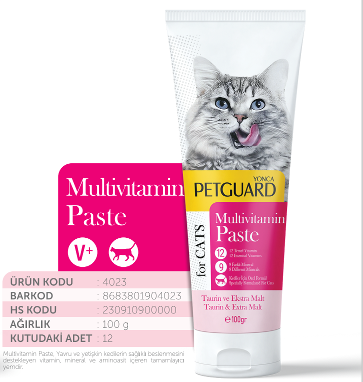 PETGUARD MULTİVİTAMİN KEDİ PASTE 100 GR