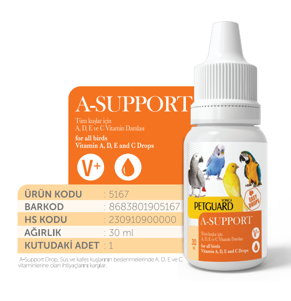 PETGUARD KUŞ VİT A SUPPORT 30ML 6'Lı