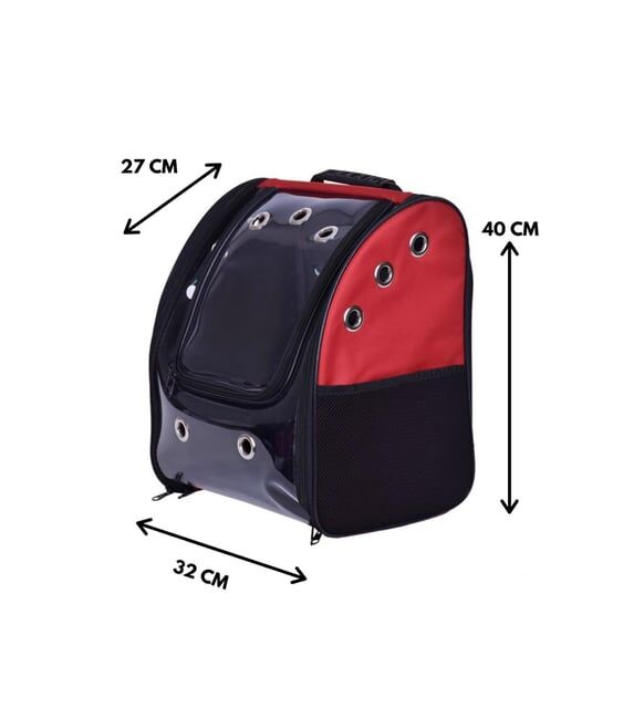 Vinleks Deri Fermuarlı Şeffaf Köpek & Kedi Taşıma Sırt Çantası