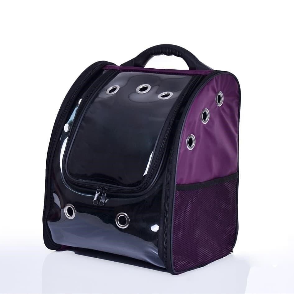 Vinleks Deri Fermuarlı Şeffaf Köpek & Kedi Taşıma Sırt Çantası