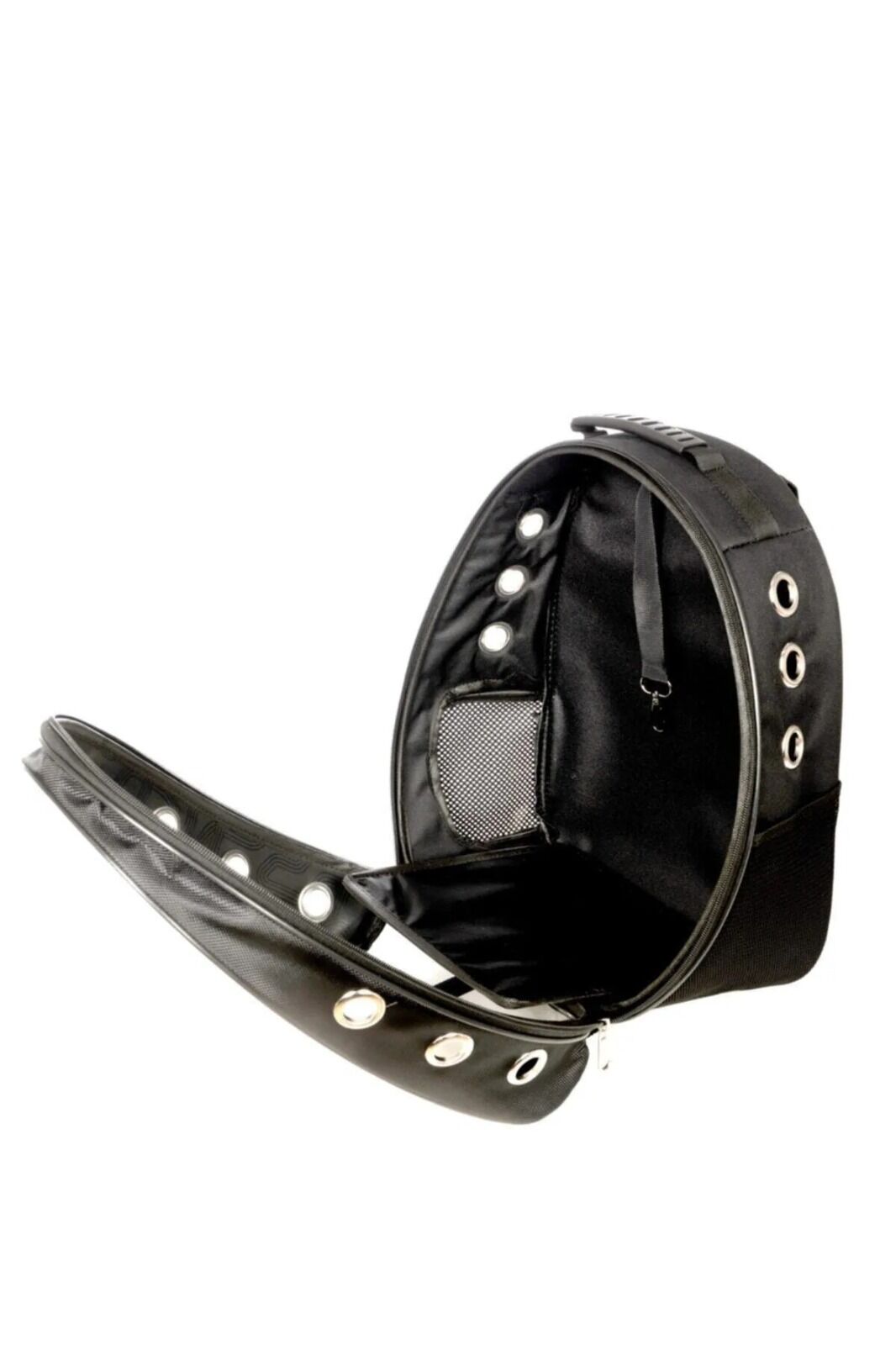 Trop Vinleks Deri Fermuarlı Şeffaf Köpek & Kedi Taşıma Sırt Çantası