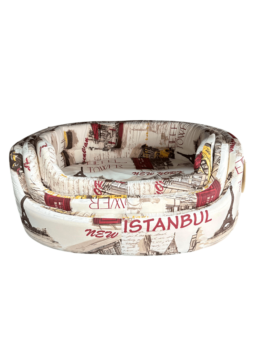 KUMAŞ ÜÇLÜ SET İSTANBUL DESEN YATAK