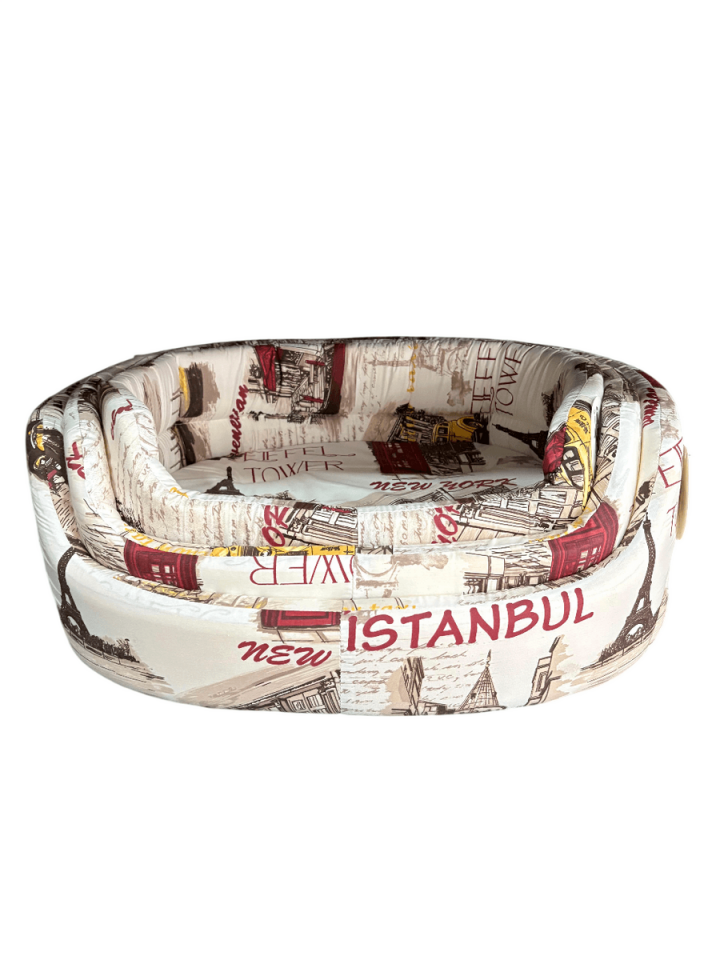 KUMAŞ ÜÇLÜ SET İSTANBUL DESEN YATAK