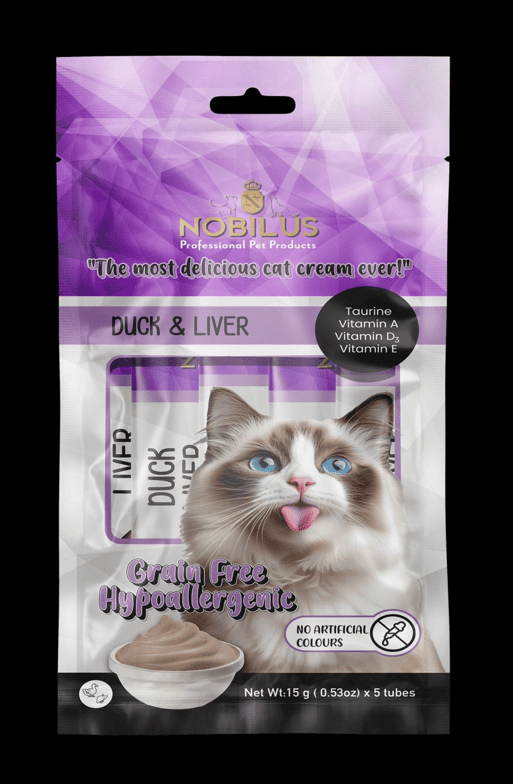 NOBİLUS ÖRDEK VE CİĞERLİ KEDİ KREMA ÖDÜL 5x15g