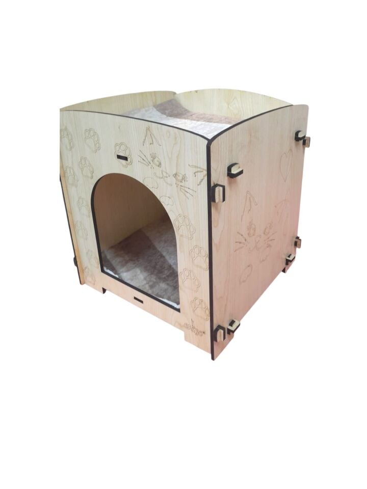 KATLI ÇİFT YATAKLI KEDİ EVİ