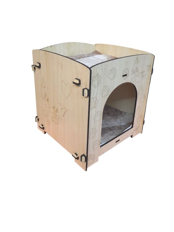 KATLI ÇİFT YATAKLI KEDİ EVİ