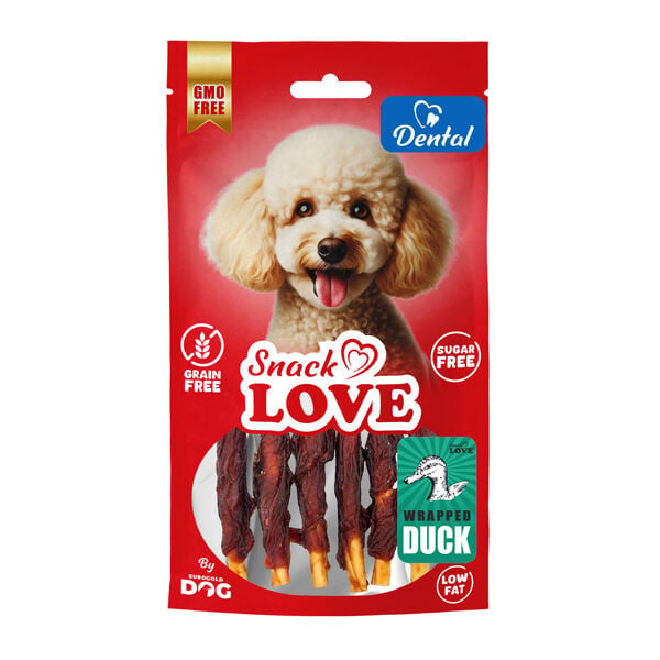 Snack Love Köpek Ödülü Dental Ve Eğitim Burgulu Çubuk Üzerine Sarılı Ördek Eti 10 cm 70 gr