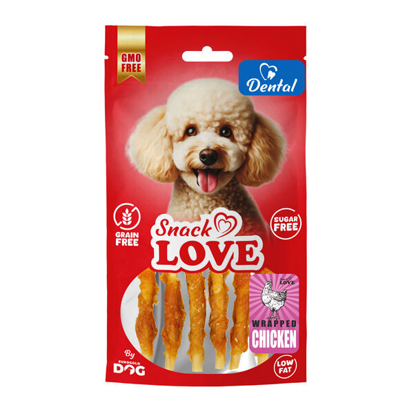 Snack Love Köpek Ödülü Dental Ve Eğitim Burgulu Çubuk Üzerine Sarılı Tavuk Eti 10 cm 70 gr
