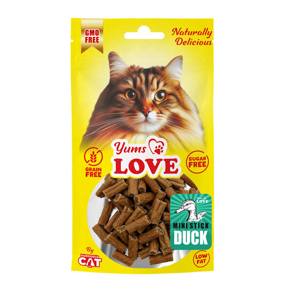 Yums Love Kedi Ödülü Mini Çubuk Ördekli 2 cm 50 gr